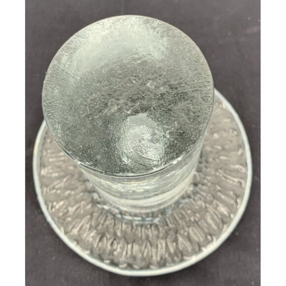 Blenko Art Glass Mushroom Taper Candle Holder Clear Glass 5 " Tall VTG MCM - Picture 4 of 6